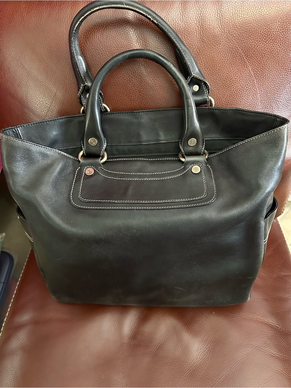 Vintage Celine Black leather Boogie bag tote As is -needs repair Archival